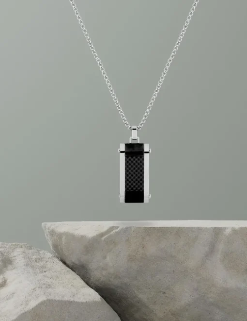 Pendentif acier CARGO et carbone SO OR