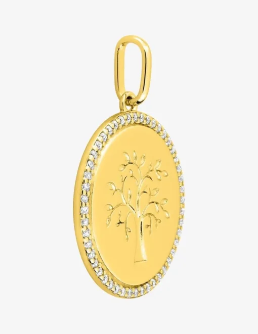 Pendentif arbre de vie en plaqué or avec oxydes de zirconium SO OR