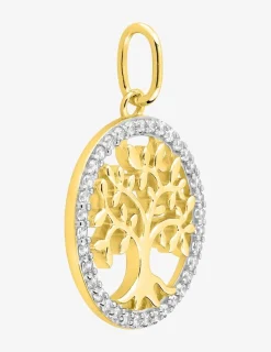 Pendentif arbre de vie or 375 ‰ jaune et rhodium avec oxydes de zirconium SO OR