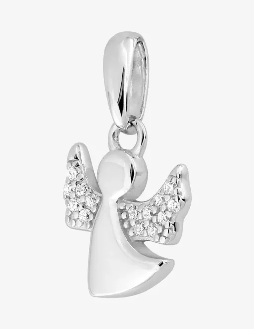 Pendentif argent 925 ‰ rhodié ange avec oxydes de zirconium SO OR