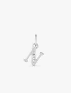 Pendentif argent 925 ‰ rhodié "N" avec oxydes de zirconium SO OR
