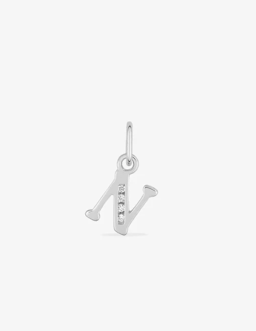 Pendentif argent 925 ‰ rhodié "N" avec oxydes de zirconium SO OR