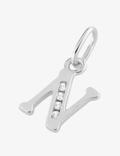 Pendentif argent 925 ‰ rhodié "N" avec oxydes de zirconium SO OR