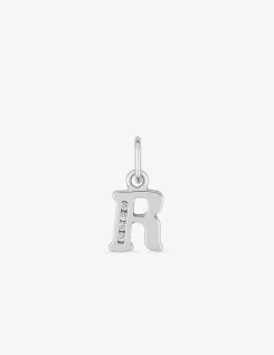 Pendentif argent 925 ‰ rhodié lettre "R" oxydes de zirconium SO OR