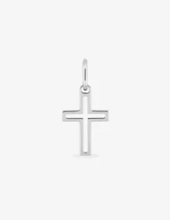Pendentif croix argent rhodié 925 ‰ évidée au centre SO OR