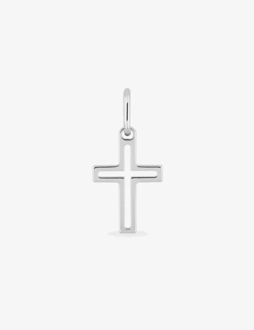 Pendentif croix argent rhodié 925 ‰ évidée au centre SO OR