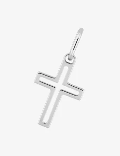 Pendentif croix argent rhodié 925 ‰ évidée au centre SO OR