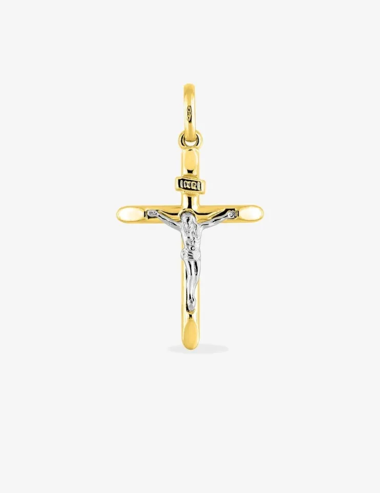 Pendentif croix bicolore en or 375 ‰ SO OR