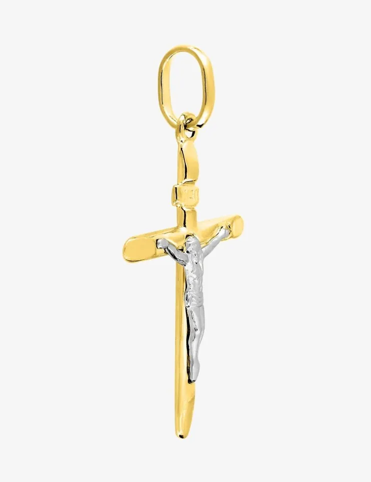 Pendentif croix bicolore en or 375 ‰ SO OR