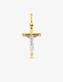 Pendentif croix bicolore en or 375 ‰ SO OR
