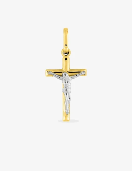 Pendentif croix bicolore en or 375 ‰ SO OR