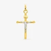 Pendentif croix bicolore en or 375 ‰ SO OR