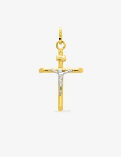 Pendentif croix bicolore en or 375 ‰ SO OR