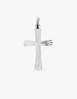 Pendentif croix ciselée 23 x 15 mm argent 925‰ rhodié SO OR