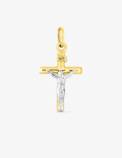 Pendentif croix et christ bicolore or 750 ‰ 15 x 30 mm SO OR