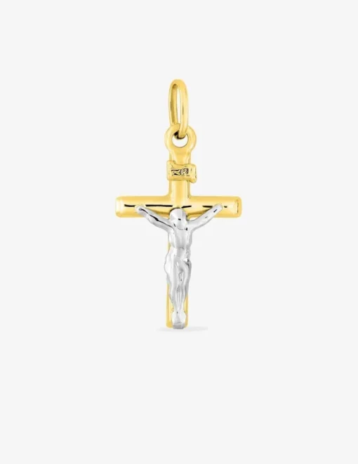 Pendentif croix et christ bicolore or 750 ‰ 15 x 30 mm SO OR
