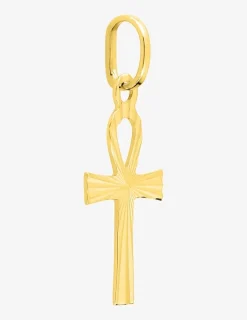 Pendentif croix égyptienne striée or jaune 750‰ SO OR