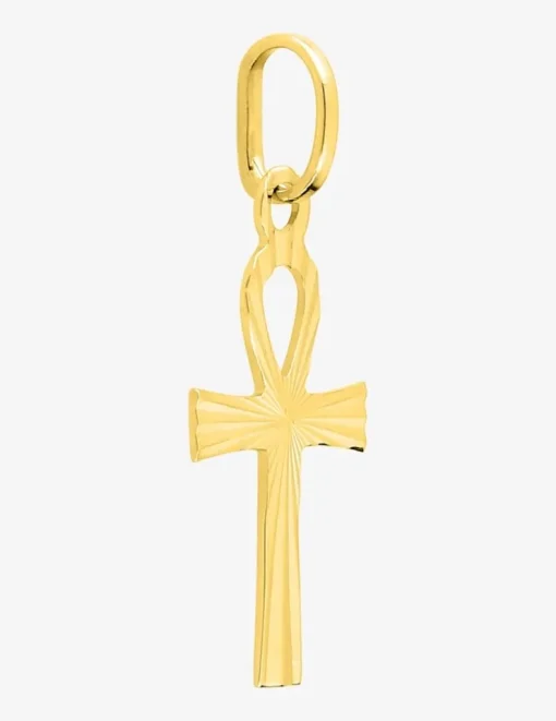 Pendentif croix égyptienne striée or jaune 750‰ SO OR