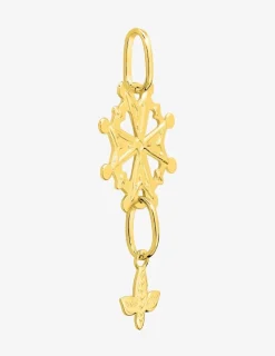 Pendentif croix huguenote protestante en plaqué or SO OR