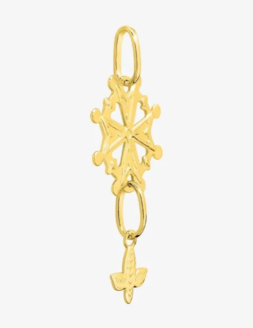 Pendentif croix huguenote protestante en plaqué or SO OR