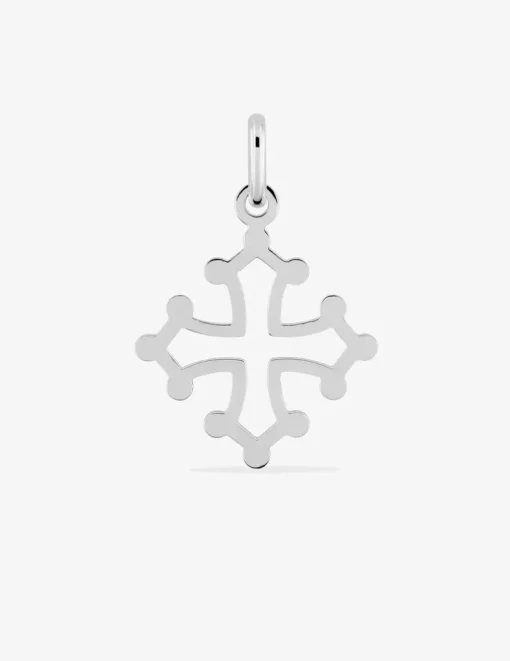 Pendentif croix occitane or blanc 750‰ SO OR