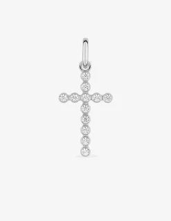 Pendentif croix or blanc 375 ‰ et oxydes de zirconium SO OR