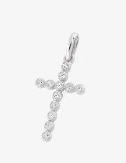 Pendentif croix or blanc 375 ‰ et oxydes de zirconium SO OR