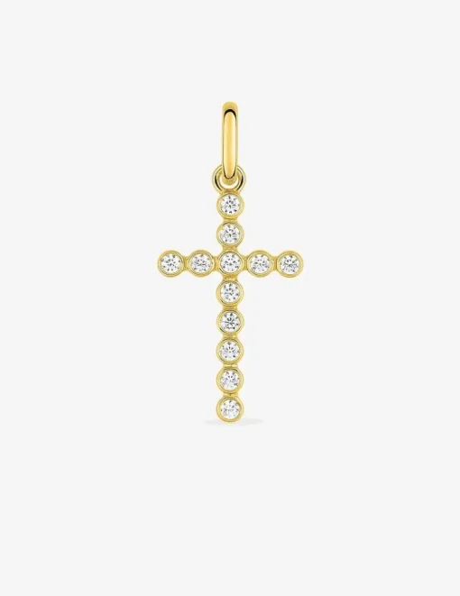 Pendentif croix or jaune 375 ‰ et oxydes de zirconium SO OR