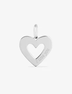 Pendentif cœur ajouré argent rhodié 925 ‰ gravé "I love you" SO OR