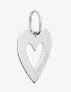 Pendentif cœur ajouré argent rhodié 925 ‰ gravé "I love you" SO OR