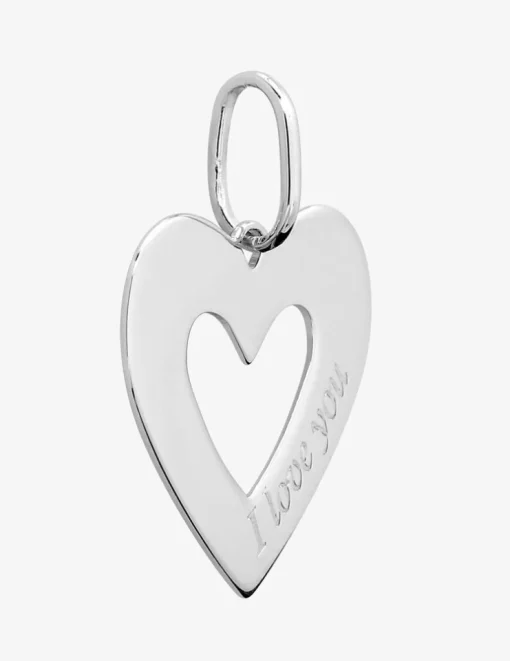 Pendentif cœur ajouré argent rhodié 925 ‰ gravé "I love you" SO OR