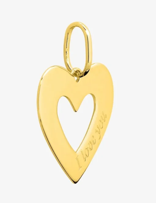 Pendentif cœur ajouré en plaqué or gravé "I love you" SO OR