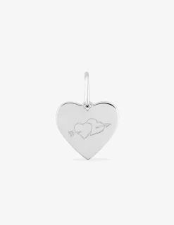 Pendentif cœur argent rhodié 925 ‰ gravé d'une flèche de cupidon SO OR