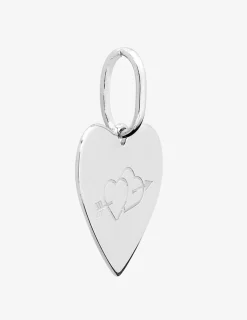Pendentif cœur argent rhodié 925 ‰ gravé d'une flèche de cupidon SO OR