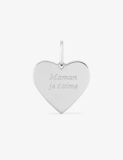 Pendentif cœur argent rhodié 925 ‰ gravé " Maman je t'aime " SO OR