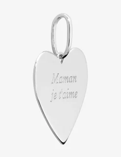 Pendentif cœur argent rhodié 925 ‰ gravé " Maman je t'aime " SO OR
