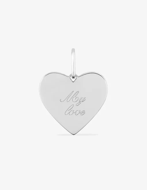 Pendentif cœur argent rhodié 925 ‰ gravé "My love" SO OR