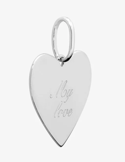 Pendentif cœur argent rhodié 925 ‰ gravé "My love" SO OR