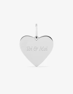 Pendentif cœur argent rhodié 925 ‰ gravé" Toi & moi SO OR