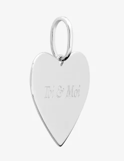 Pendentif cœur argent rhodié 925 ‰ gravé" Toi & moi SO OR