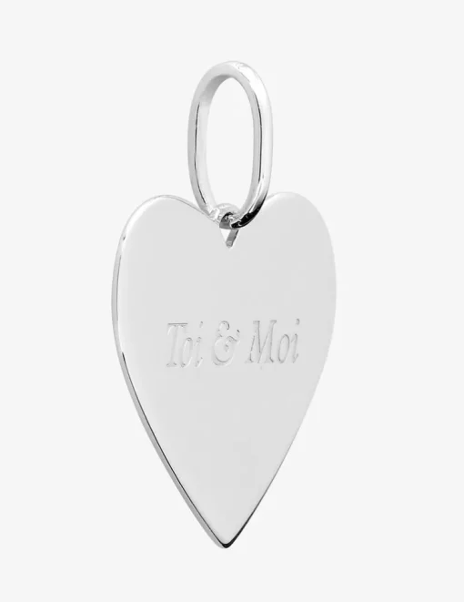 Pendentif cœur argent rhodié 925 ‰ gravé" Toi & moi SO OR