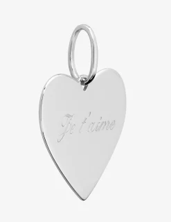 Pendentif cœur argent rhodié 925 ‰ gravé " je t'aime " SO OR