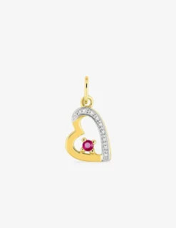 Pendentif cœur bicolore or 750‰ et rubis SO OR