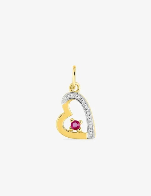 Pendentif cœur bicolore or 750‰ et rubis SO OR