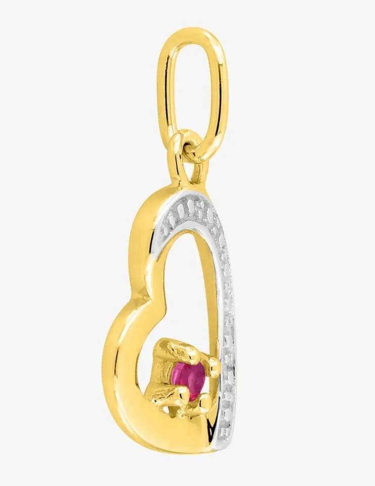 Pendentif cœur bicolore or 750‰ et rubis SO OR