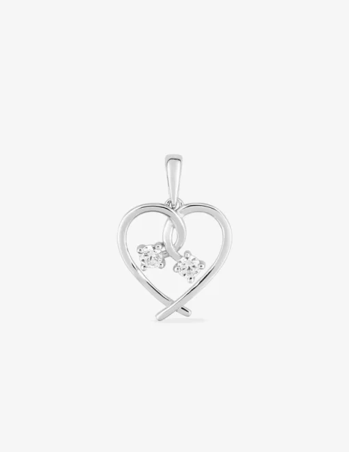 Pendentif cœur en or blanc 375 ‰ et oxydes de zirconium SO OR