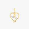 Pendentif cœur fantaisie or jaune 375‰, rhodium et oxydes de zirconium sertis griffes SO OR
