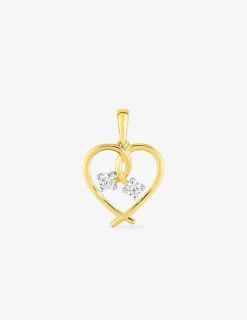 Pendentif cœur fantaisie or jaune 375‰, rhodium et oxydes de zirconium sertis griffes SO OR