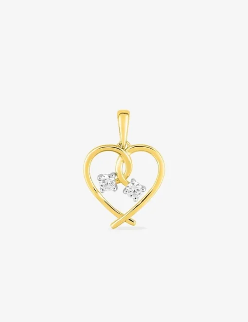 Pendentif cœur fantaisie or jaune 375‰, rhodium et oxydes de zirconium sertis griffes SO OR
