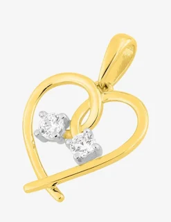 Pendentif cœur fantaisie or jaune 375‰, rhodium et oxydes de zirconium sertis griffes SO OR